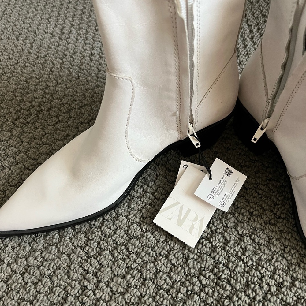 Zara white booties new leather - Picture 3 of 11